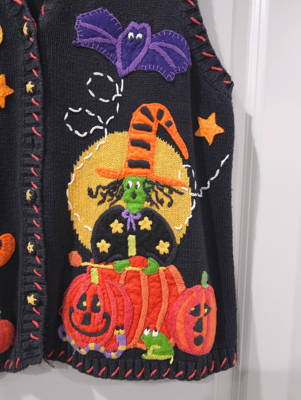 Vtg Vintage Rammie Cotton Blend Halloween Patch Vest, Preloved, Size L - Picture 4 of 13